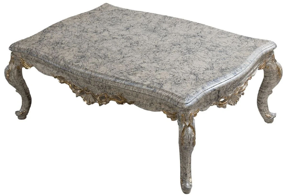 Luxus Barock Couchtisch Antik Weiß / Gold - Handgefertigter Barockstil Wohnzimmertisch - Luxus Möbel im Barockstil - Barockstil Wohnzimmer Möbel - Barock Einrichtung - Barock Möbel