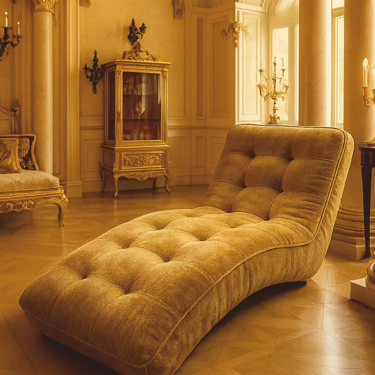 Luxus Chaiselongue / Relax Liege Gold 170 cm - Luxus Möbel