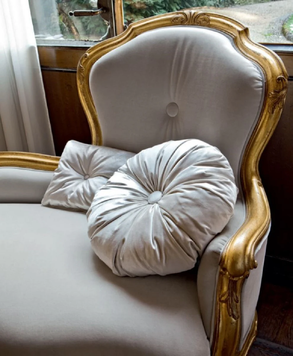 Luxus Barock Sofa Grau / Gold - Prunkvolles Barockstil Wohnzimmer Sofa - Luxus Wohnzimmer Möbel im Barockstil - Barock Möbel - Luxus Qualität - Made in Italy