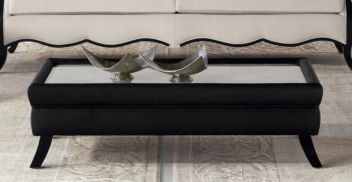 Luxus Art Deco Couchtisch mit Glasplatte Schwarz - Made in Italy