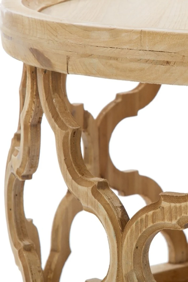 Designer Couchtisch Naturfarben Ø 80 x H. 37 cm - Moderner Runder Holz Wohnzimmertisch