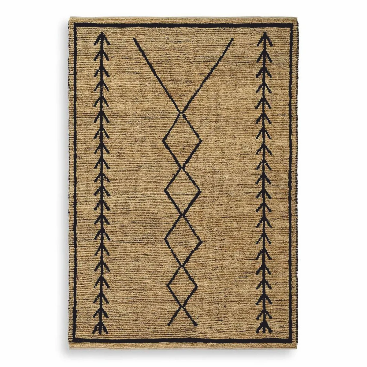 Luxus Jute Teppich Beige / Schwarz 300 x 400 cm - Handgewebt