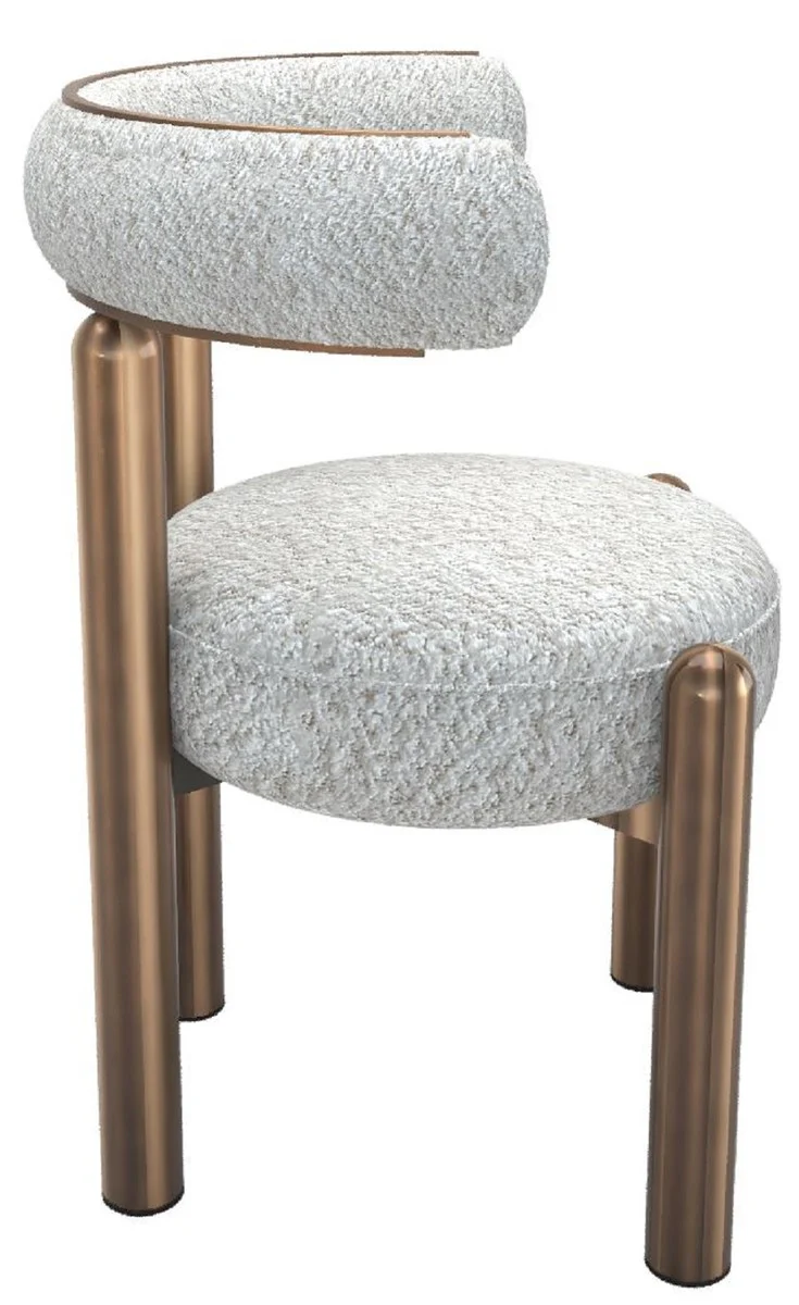 Luxus Esszimmer Set Weiß / Bronze - Luxus Hotel & Restaurant Möbel