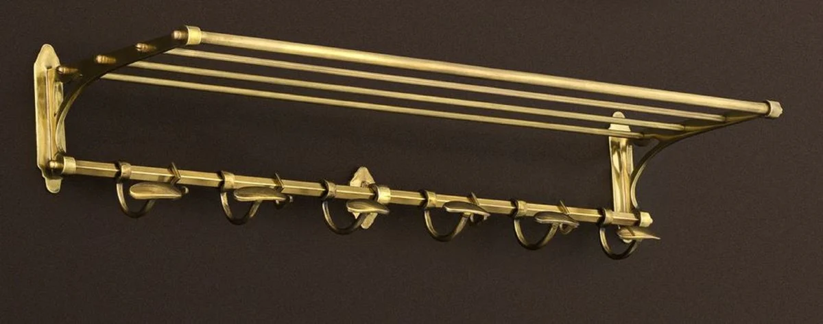 Luxus Wandgarderobe Antik Messing 98 x 29 x H. 14 cm - Vintage Garderobenhalter - Hotel Accessoires - Restaurant Accessoires - Luxus Qualität