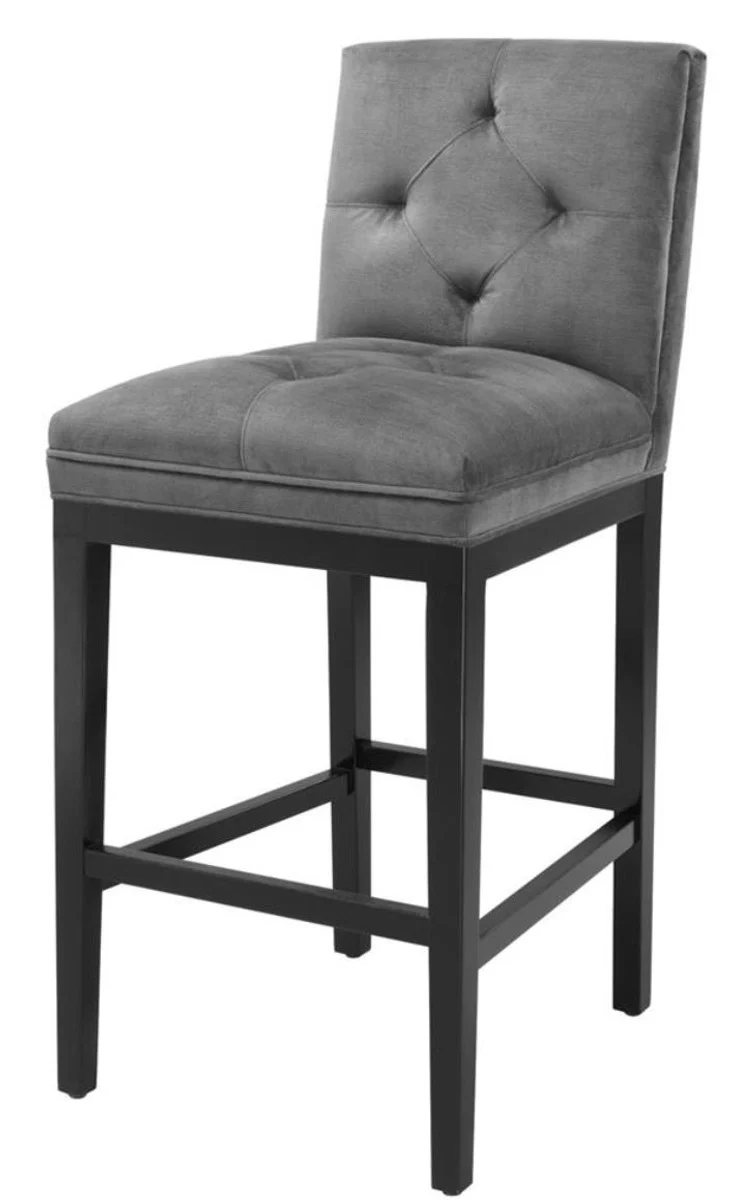 Luxus Barstuhl Dunkelgrau / Schwarz 51 x 63 x H. 110 cm - Hotel Restaurant Club Möbel