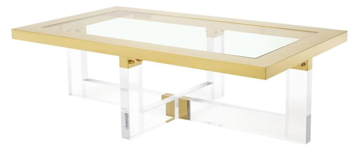 Luxus Couchtisch / Wohnzimmertisch Gold 140 x 80,5 x H. 43 cm - Wohnzimmermöbel