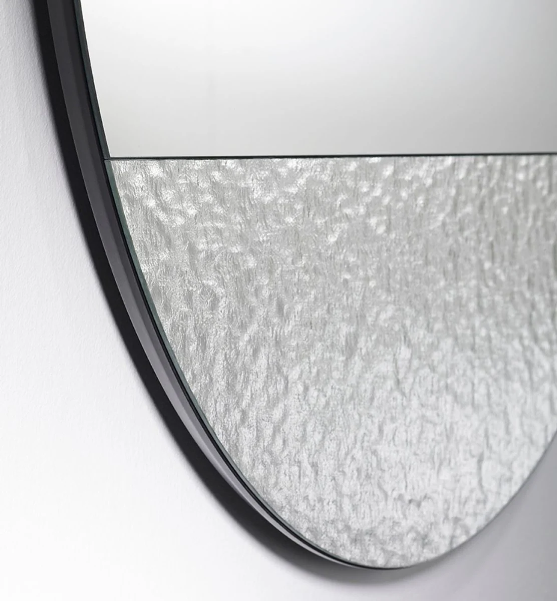 Luxus Wandspiegel Ø 96 cm - Runder Spiegel mit strukturierter Oberfläche - Wohnzimmer Spiegel - Garderoben Spiegel - Luxus Qualität