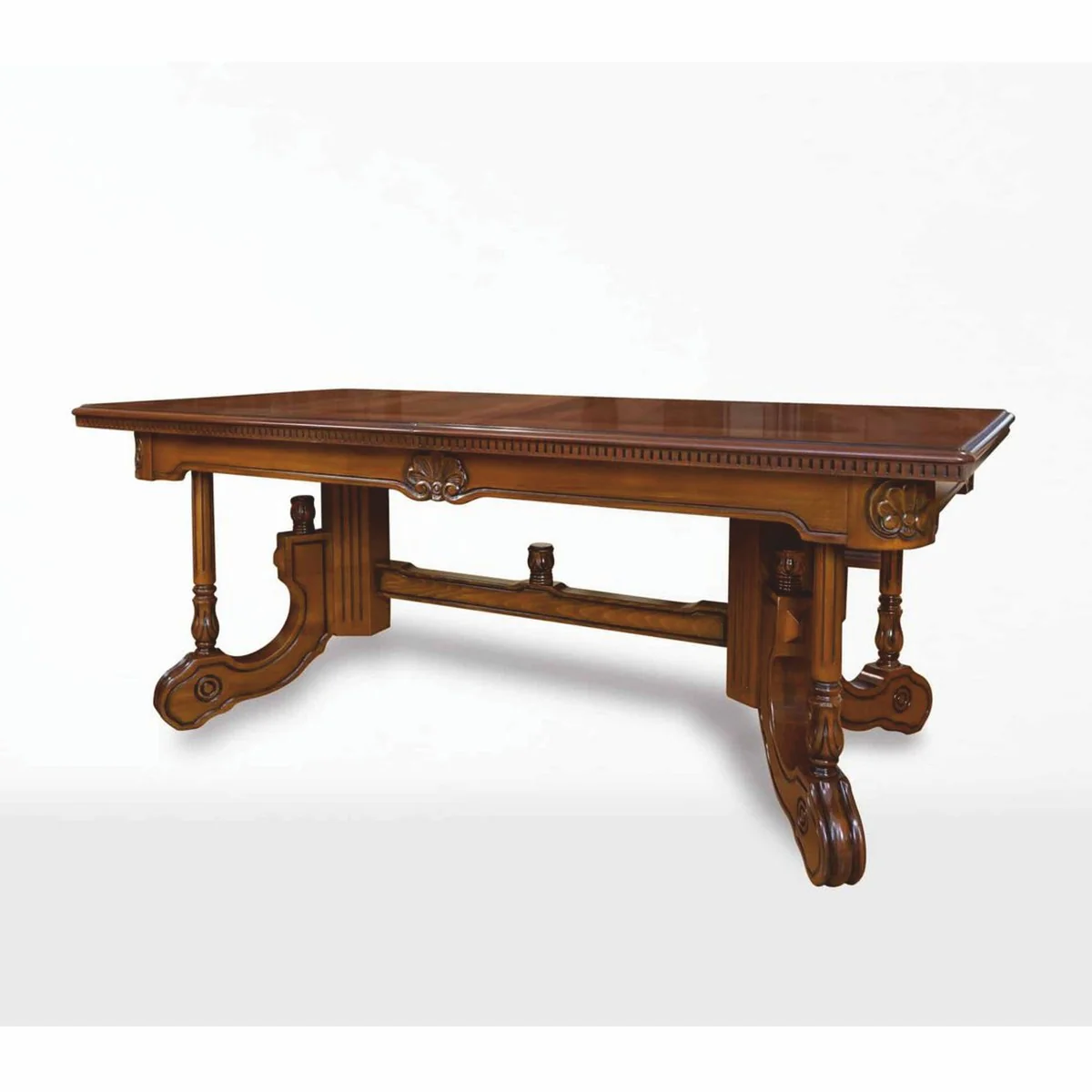 Luxus Barock Esstisch Dunkelbraun / Braun 200-276 cm - Barock Möbel