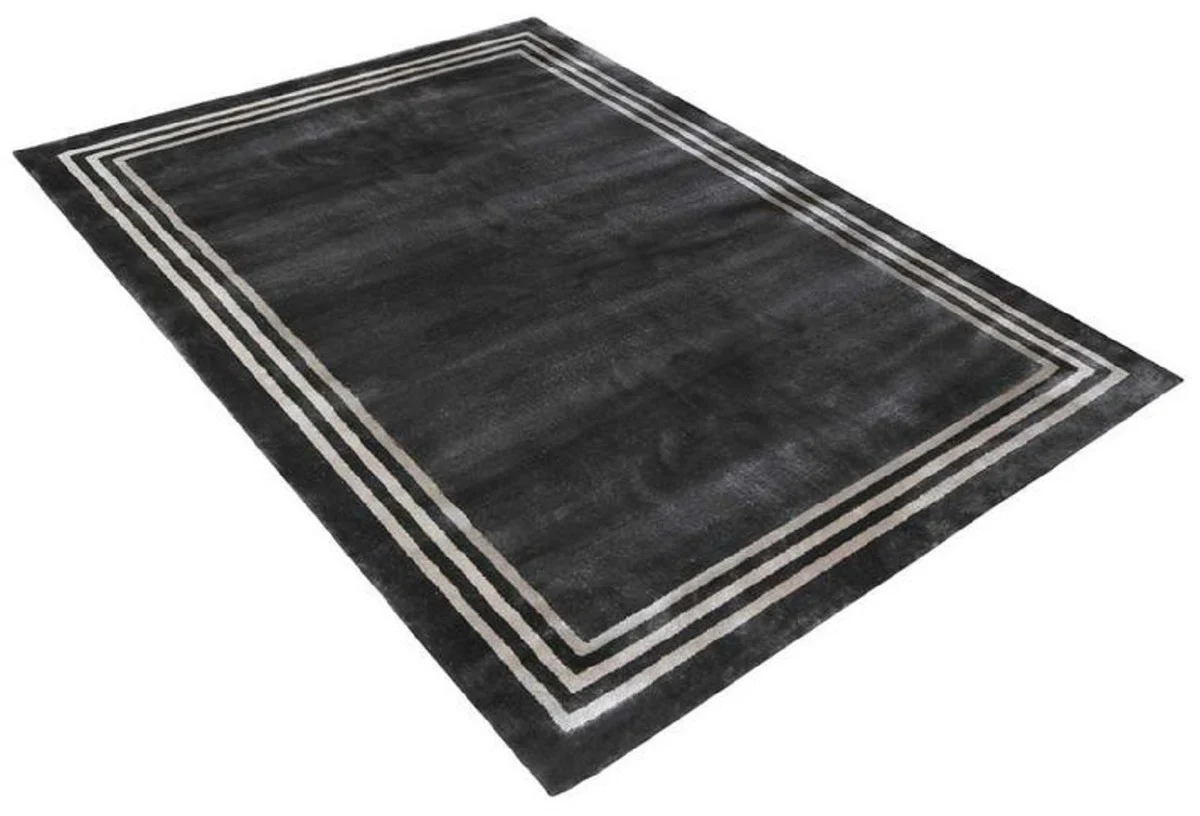 Luxus Viskose Teppich Schwarz / Grau 160 x 230 cm - Rechteckiger Wohnzimmer Teppich - Moderner Schlafzimmer Teppich - Luxus Interior - Luxus Qualität