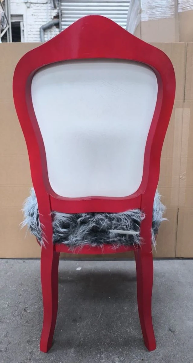 Luxus Barock Esszimmer Stuhl Grau / Blau / Rot / Silber - Barock Möbel