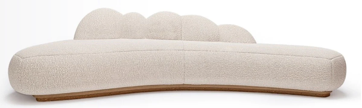 Luxus Sofa Creme / Braun 260 x 100 x H. 72 cm - Gebogenes Wohnzimmer Sofa - Hotel Sofa - Wohnzimmer Möbel - Hotel Möbel - Luxus Möbel