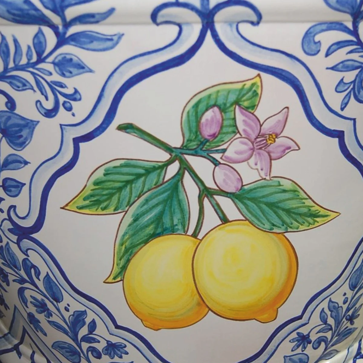 Luxus Blumentopf Blau / Weiß / Bunt Ø 80 x H. 63 cm - Garten Deko