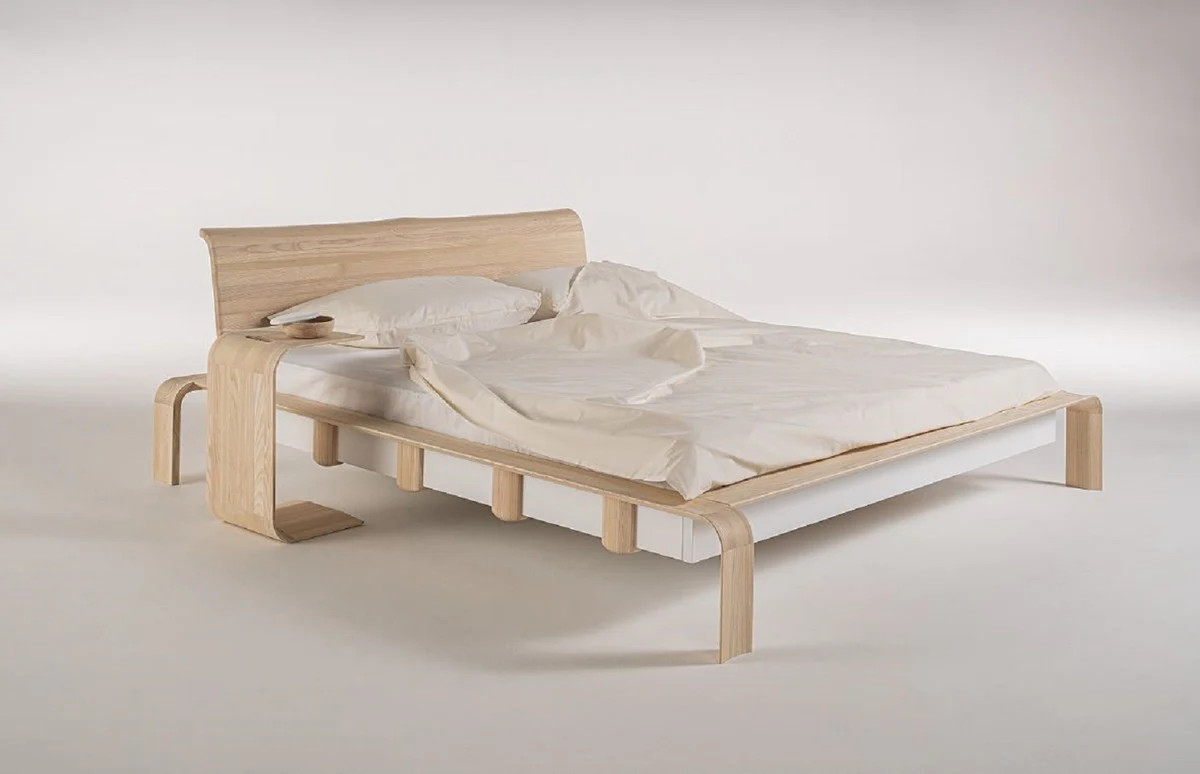 Luxus Massivholz Doppelbett Naturfarben - Verschiedene Größen