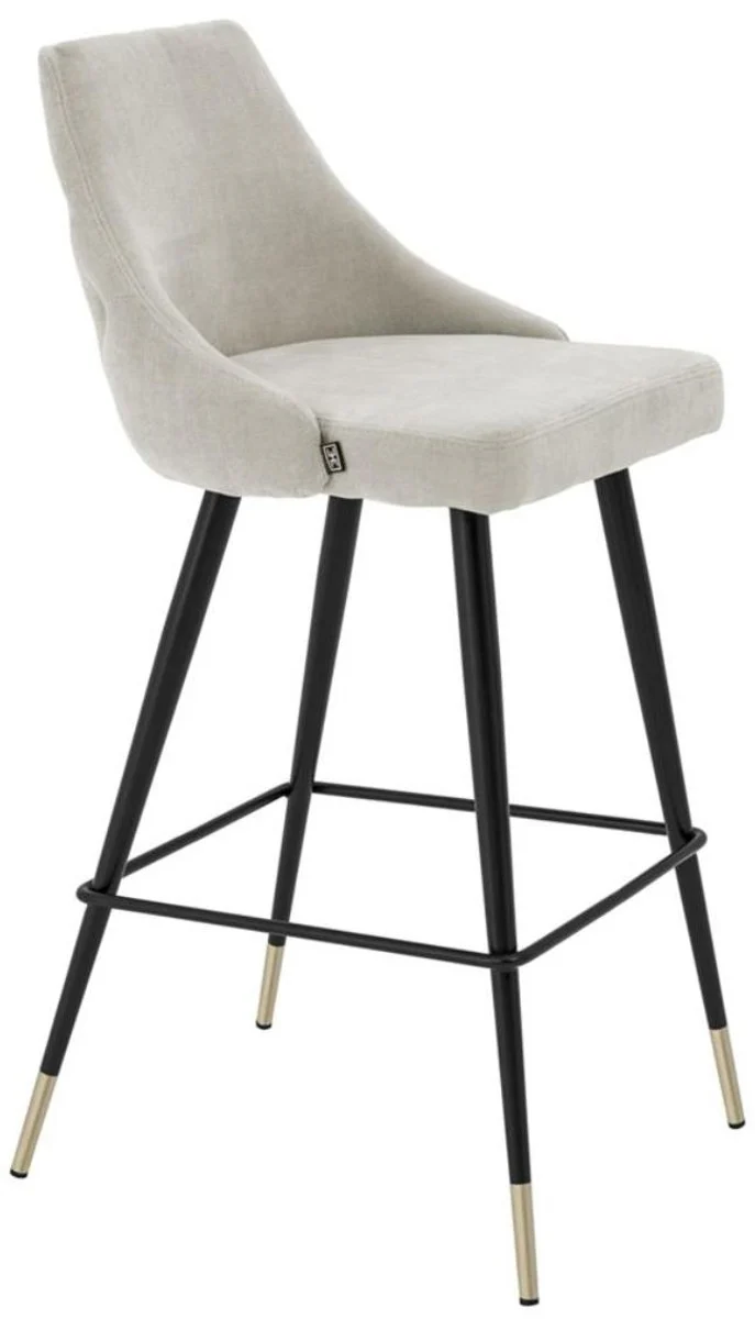 Luxus Barstuhl Sandfarben / Schwarz 47 x 52 x H. 101 cm - Luxus Barmöbel