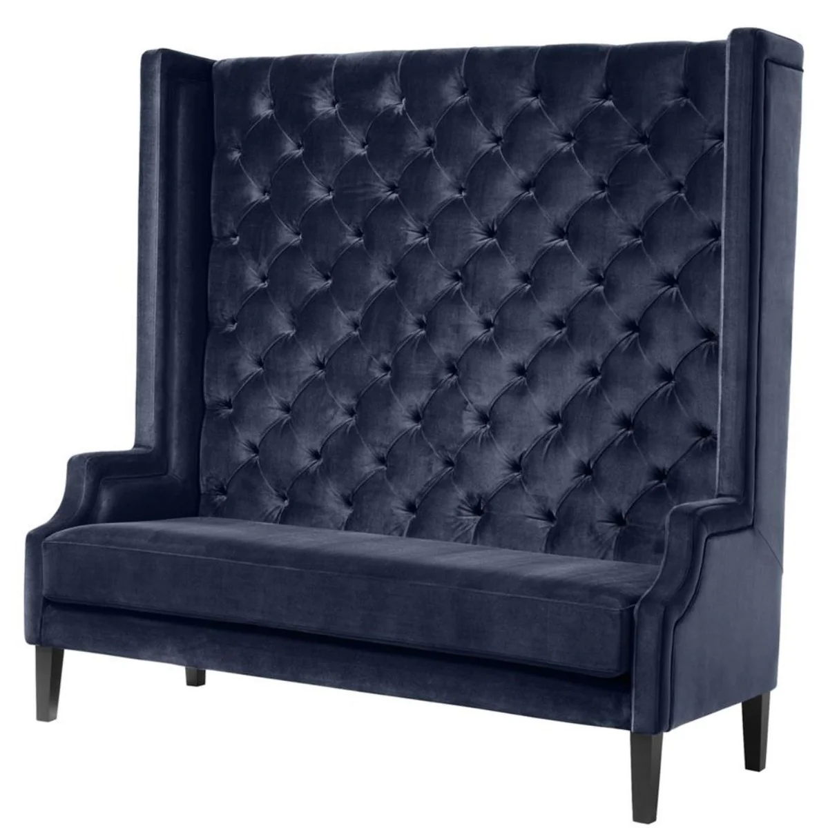 Luxus Hochlehnsofa Mitternachtsblau / Schwarz 160 x 68 x H. 160 cm - Luxus Chesterfield Samtsofa