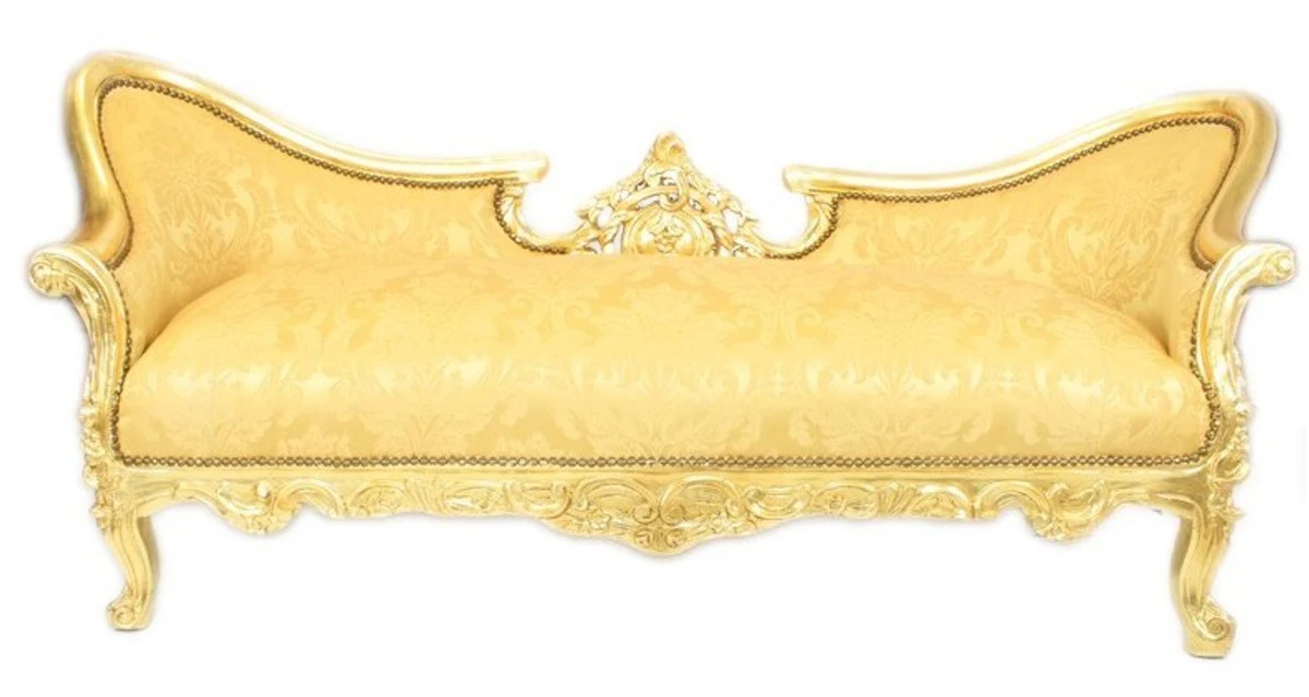 Barock Sofa Garnitur Vampire Gold Blumen Muster / Gold - Antik Design Möbel Couch Wohnzimmer