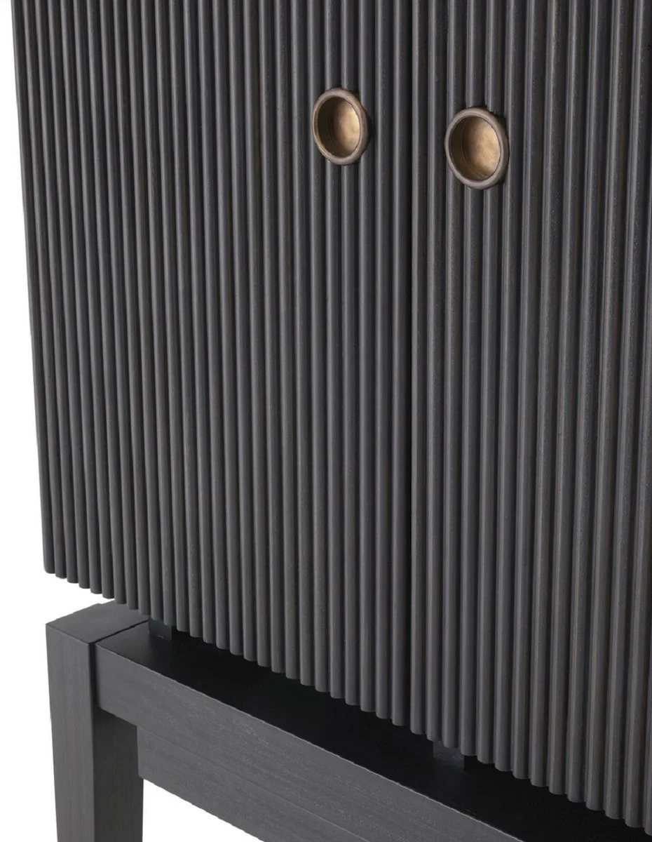 Luxus Weinschrank Anthrazitgrau / Bronze 82,5 x 51 x H. 168 cm - Mahagoni Barschrank mit 2 Türen - Barmöbel - Luxus Qualität