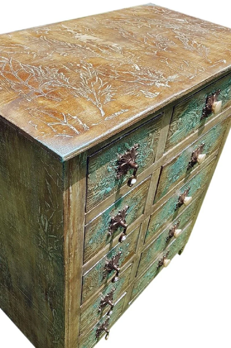 Luxus Landhausstil Kommode Antik Mehrfarbig - Handgefertigter Massivholz Schrank mit 10 Schubladen - Landhausstil Möbel