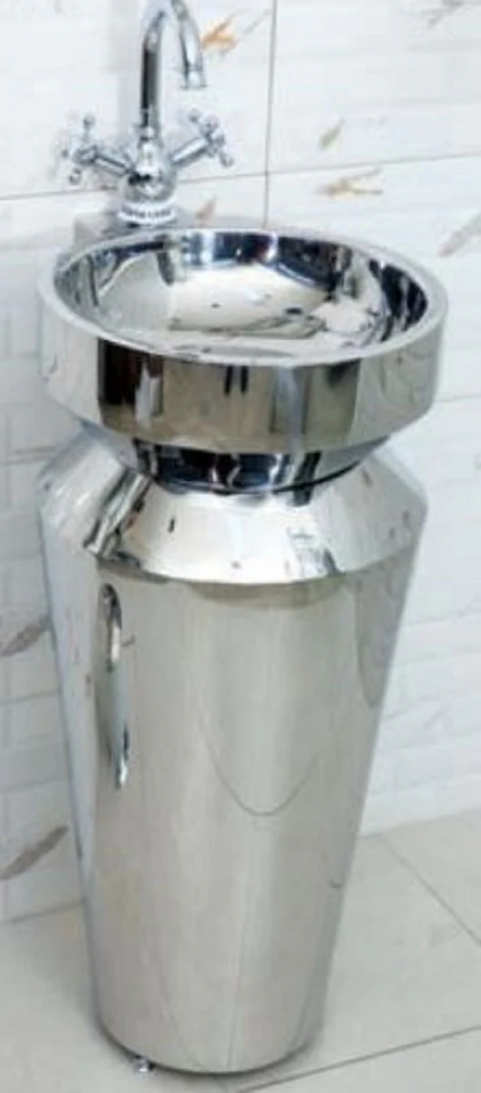 Luxus Edelstahl Waschtisch Silber 40 x H. 86 cm - Silberne Badezimmer Möbel - Hotel & Restaurant Kollektion - Luxus Qualität