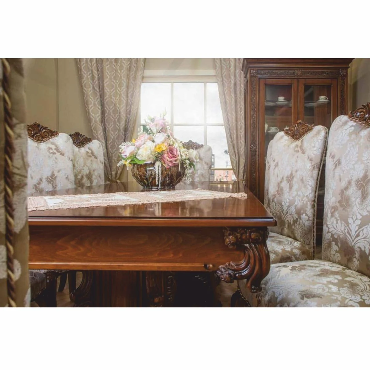 Luxus Barock Esszimmer Stuhl Braun / Gold H. 120 cm - Barockstil Möbel