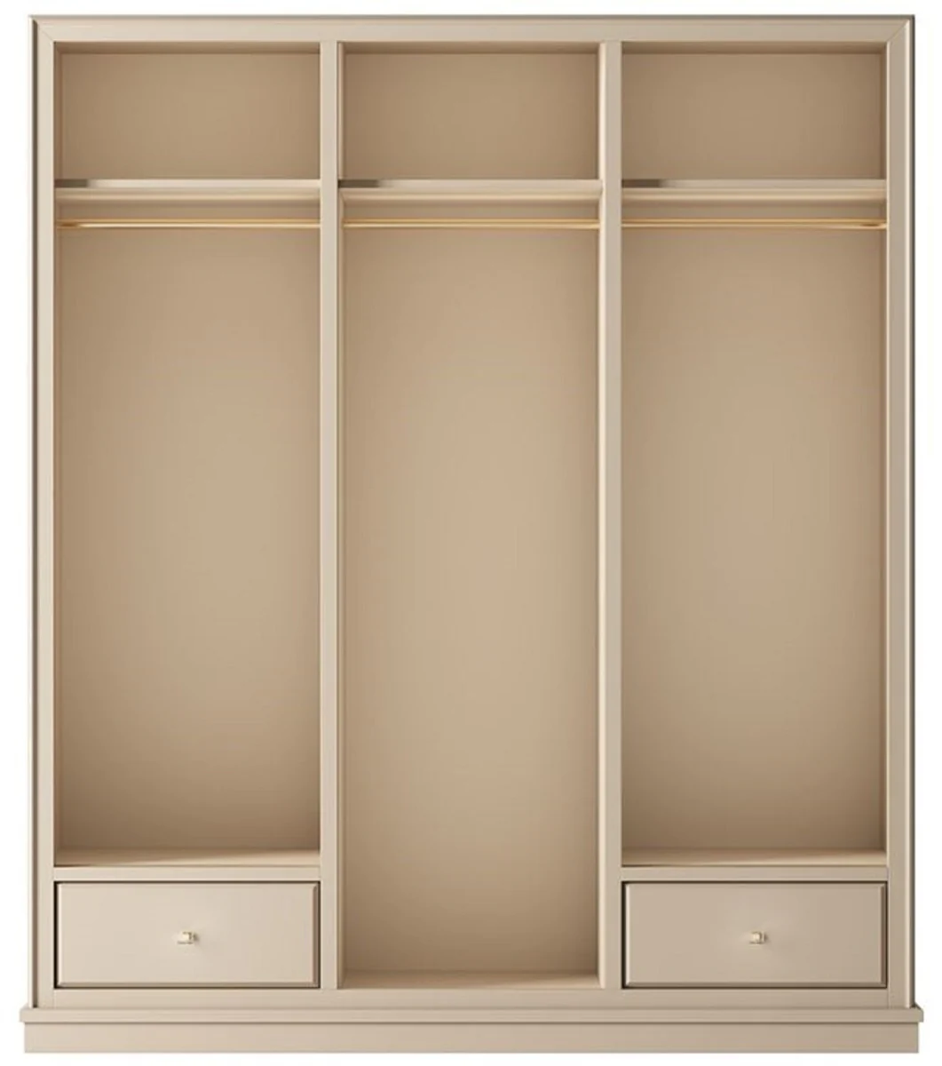 Luxus Kleiderschrank Beige 200 x 60 x H. 230 cm - Offener Schlafzimmer Schrank - Schlafzimmer Möbel - Hotel Möbel - Schlafzimmer Einrichtung - Luxus Möbel - Luxus Einrichtung