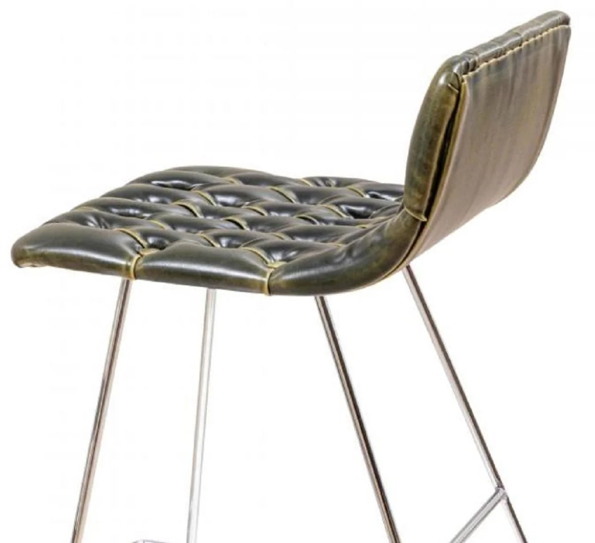 Luxus Barstuhl Set Schwarz / Gold / Silber 37 x 33 x H. 90 cm - Moderne Barstühle mit Kunstleder - Garten Gastronomie Bar Möbel