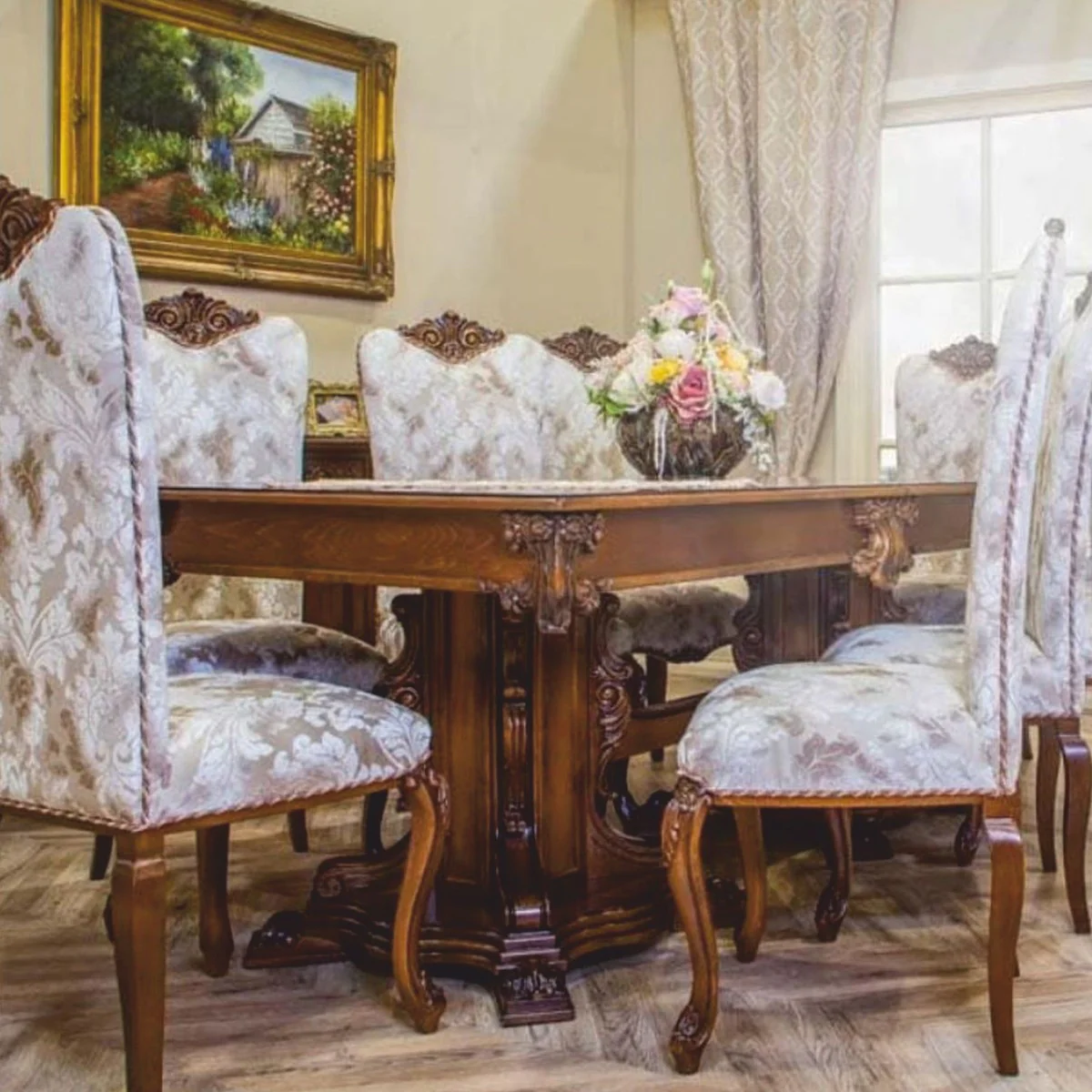 Luxus Barock Esstisch Dunkelbraun 310 cm - Barock Esszimmer Möbel