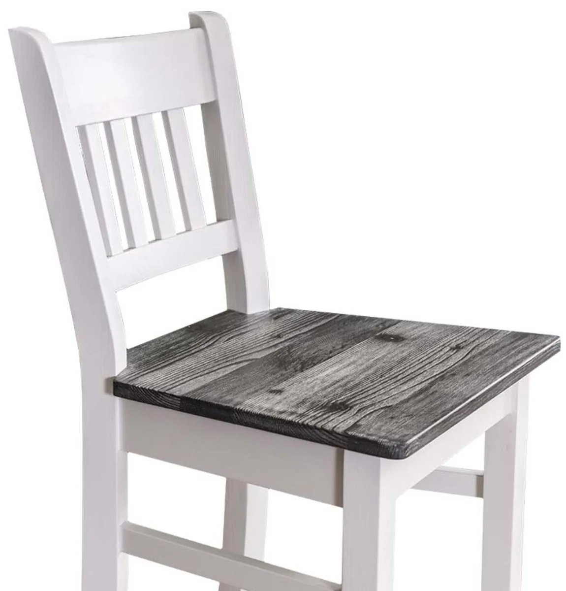 Landhausstil Barstuhl Weiß / Schwarz 47 x 47 x H. 107 cm - Landhausstil Möbel