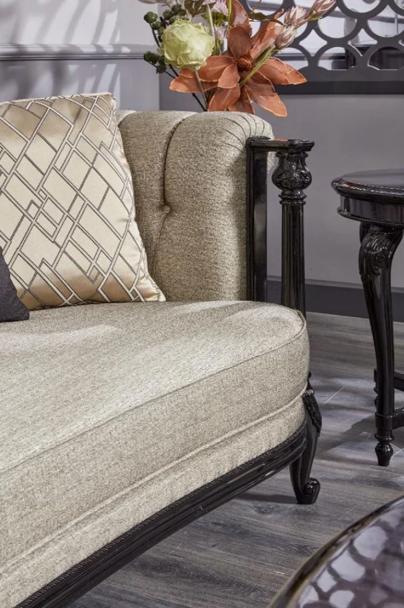 Luxus Barock Sofa Gold / Schwarz - Prunkvolles Wohnzimmer Sofa - Barockstil Wohnzimmer Möbel - Luxus Möbel im Barockstil - Barock Einrichtung - Edel & Prunkvoll