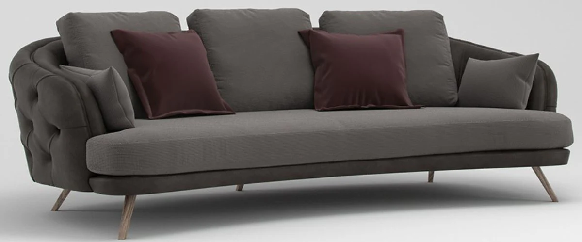 Luxus Chesterfield 3-Sitzer Sofa Grau / Braun 240 x 95 x H. 85 cm - Wohnzimmer Sofa - Wohnzimmer Möbel