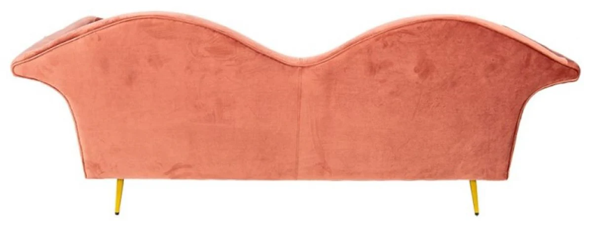 Luxus Designer 3er Sofa Rosa / Gold 215 x 73 x H. 85 cm - Wohnzimmer Sofa - Wohnzimmer Möbel - Luxus Möbel - Designer Möbel - Wohnzimmer Einrichtung - Luxus Einrichtung