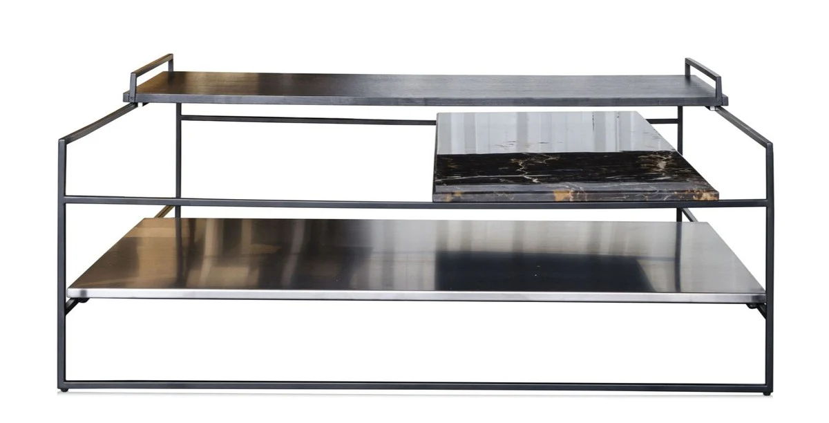 Luxus Couchtisch Schwarz 100 x 100 x H. 39,5 cm - Designer Wohnzimmertisch