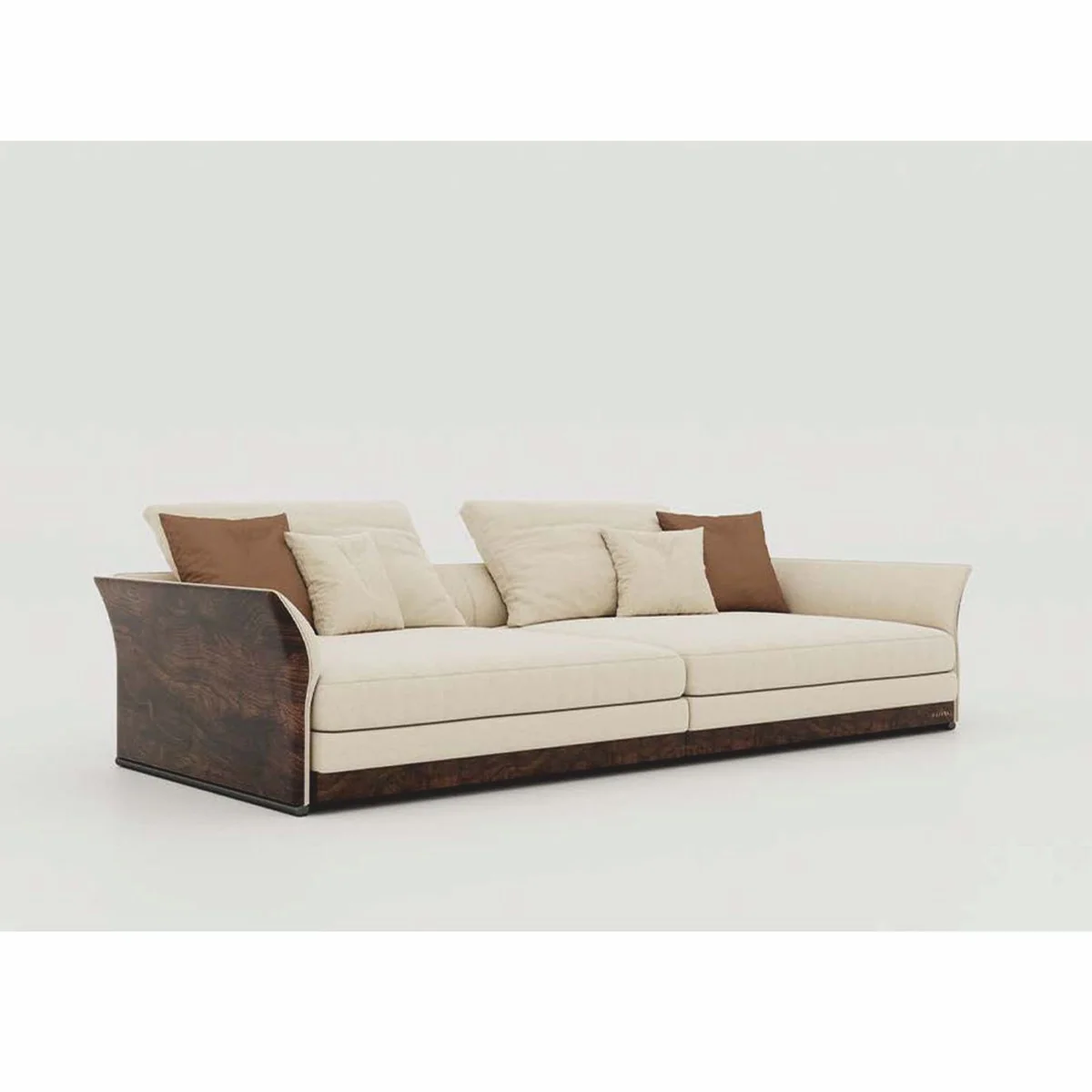 Luxus Sofa Creme / Dunkelbraun 215 cm - Wohnzimmer & Hotel Möbel