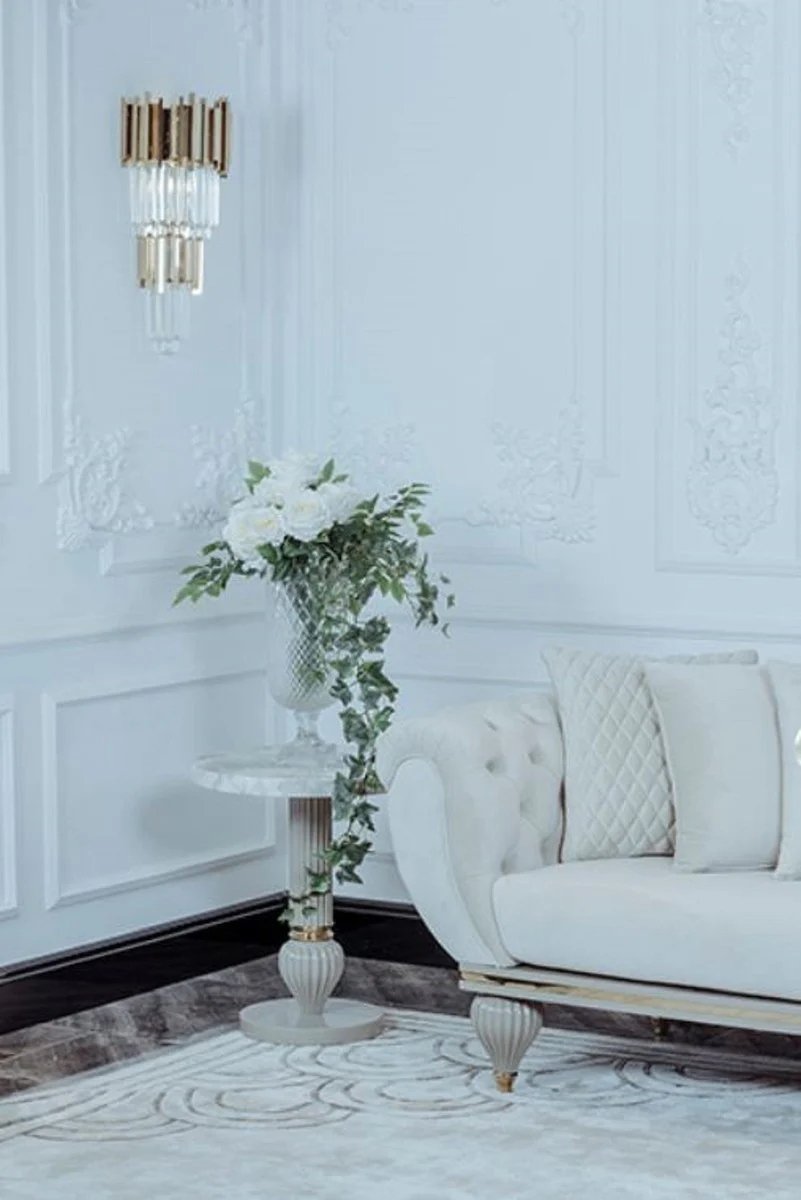 Luxus Art Deco Wohnzimmer Sofa Cremefarben / Grau / Gold - Art Deco Wohnzimmer Möbel - Luxus Kollektion