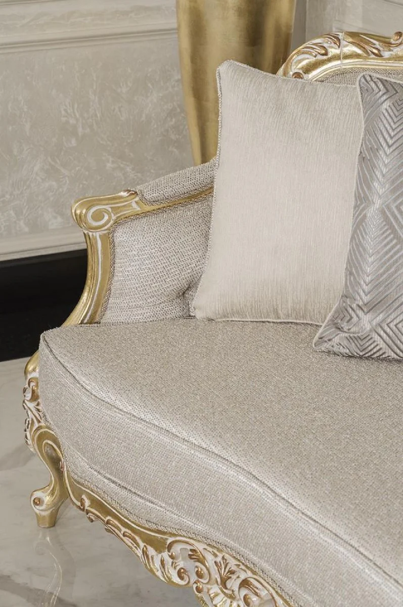 Luxus Barock Wohnzimmer Sofa Grau / Gold 292 cm - Barock Möbel