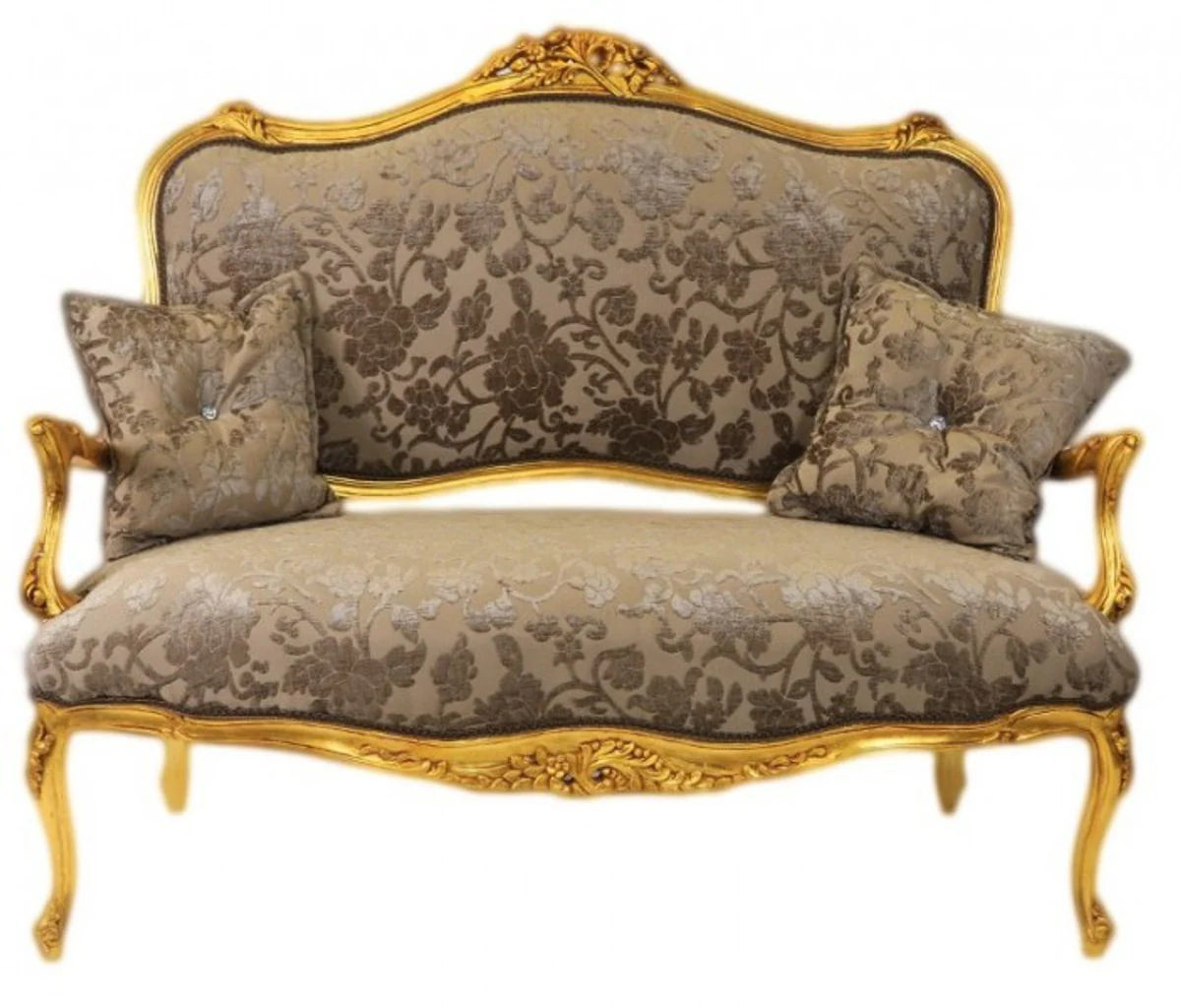 Barock Sofa Grau-Khaki Muster / Gold - italienischer Stil - Barock Möbel