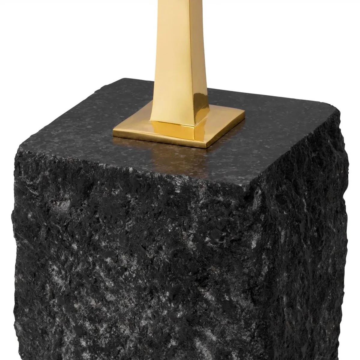 Luxus Beistelltisch Messing / Schwarz 35 x 25 x H. 54,5 cm - Messing Tisch mit Granitsockel - Luxus Möbel - Wohnzimmer Möbel - Luxus Einrichtung - Wohnzimmer Einrichtung