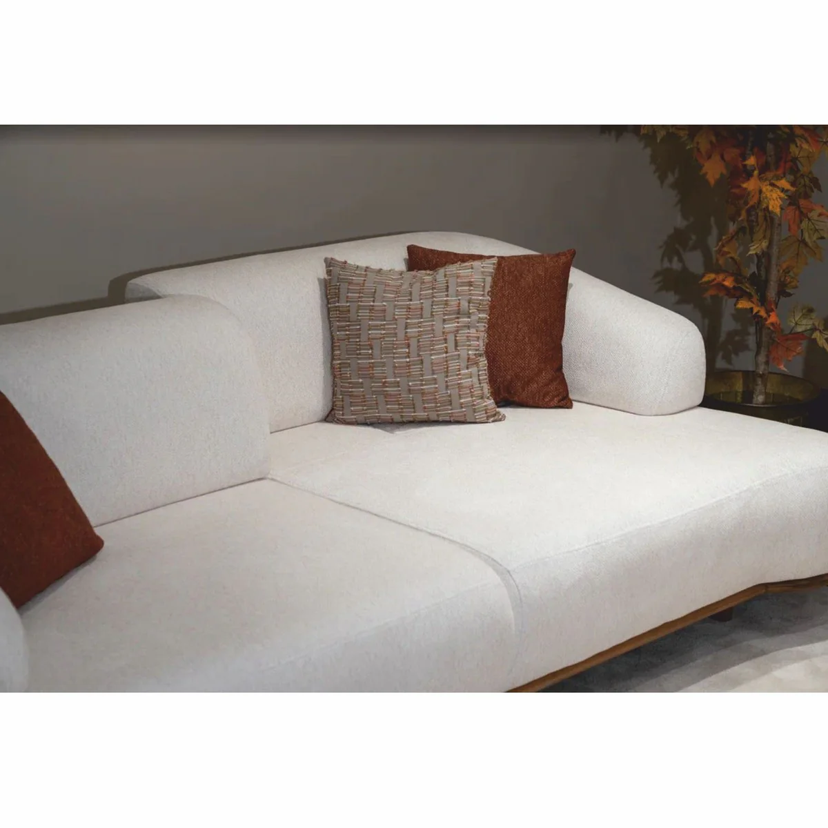 Luxus Sofa mit verstellbaren Rückenlehnen Weiß / Braun 240 cm - Luxus Möbel