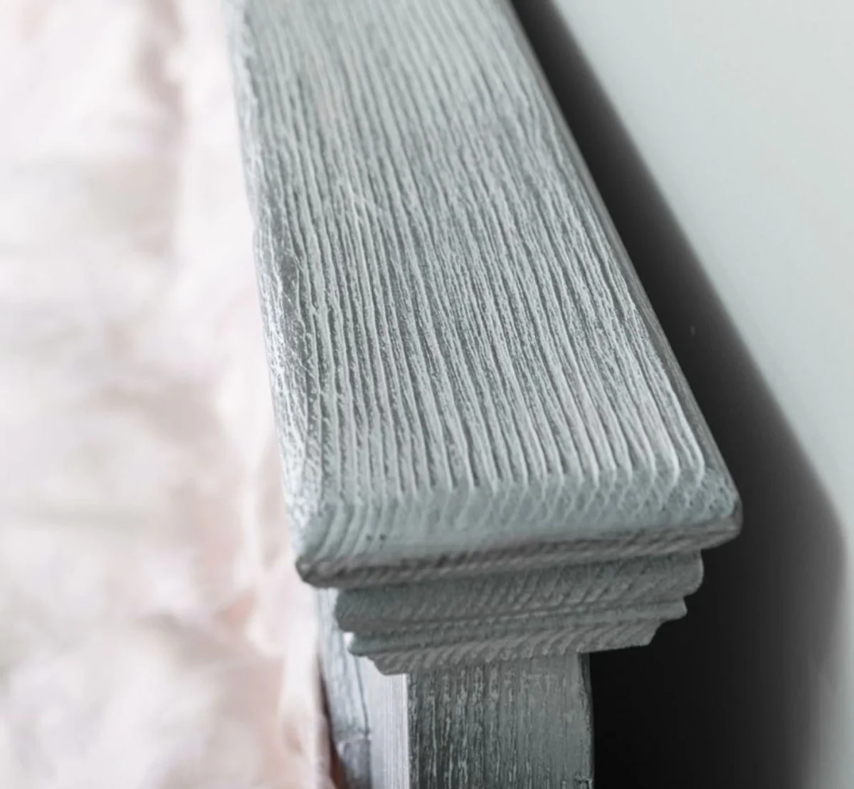 Landhausstil Massivholz Bett Antik Grau 140 x 200 x H. 93 cm - Landhausstil Schlafzimmer Möbel