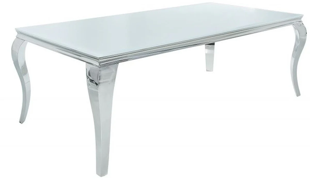 Designer Esstisch 180 cm Weiss / Silber - Modern Barock