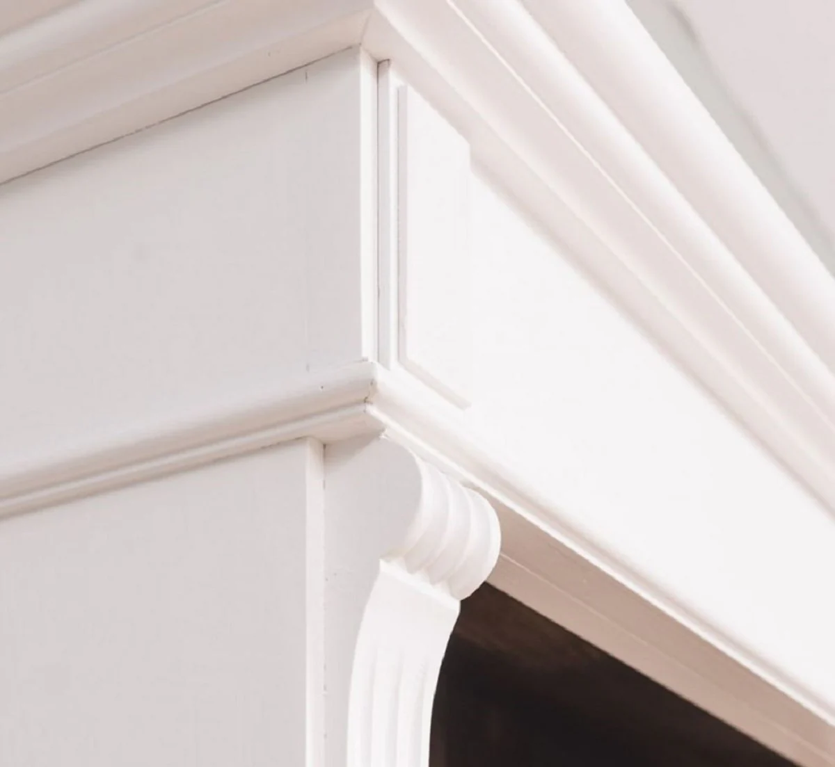 Landhausstil Regalschrank Weiß / Dunkelbraun 180 x 39 x H. 197 cm - Massivholz Schrank - Bücherschrank - Wohnzimmerschrank - Büroschrank - Landhausstil Möbel