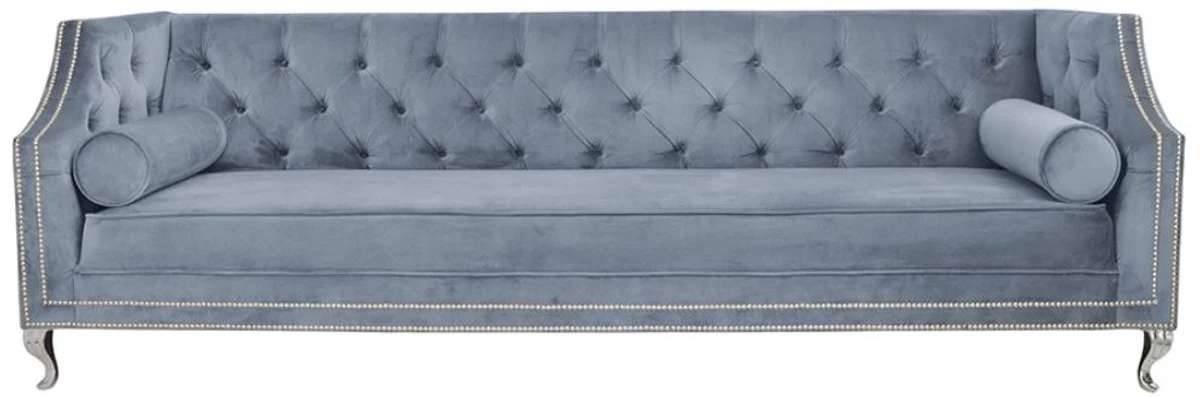Luxus Chesterfield Samt Sofa mit Kissen 225 x 84 x H. 76,5 cm - Verschiedene Farben - Chesterfield Wohnzimmer Möbel
