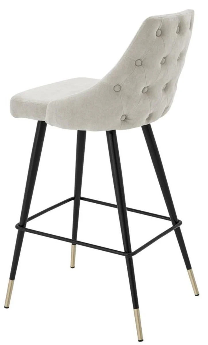 Luxus Barstuhl Sandfarben / Schwarz 47 x 52 x H. 101 cm - Luxus Barmöbel