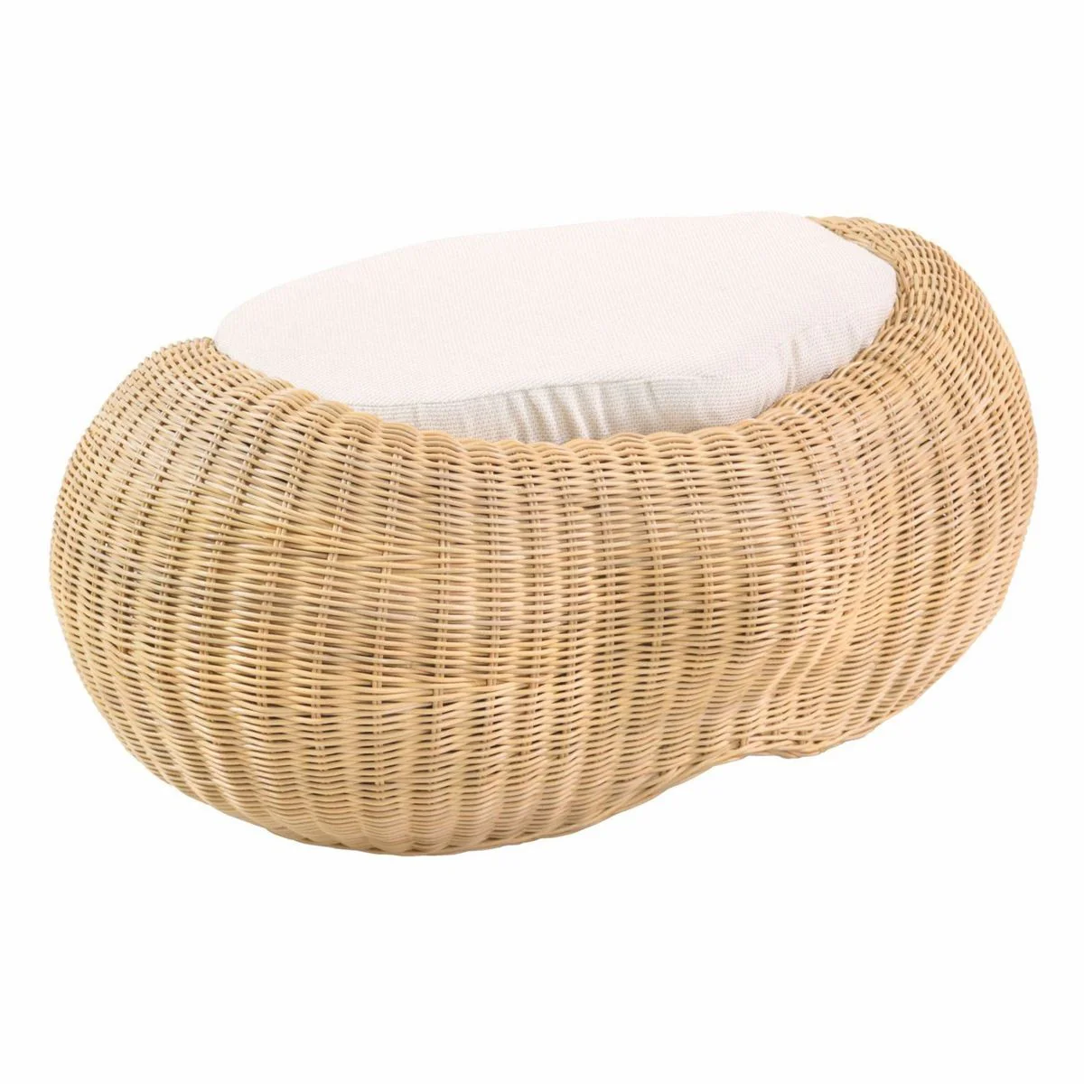 Luxus Hocker Naturfarben 86,5 cm - Rattan Fußhocker mit Kissen