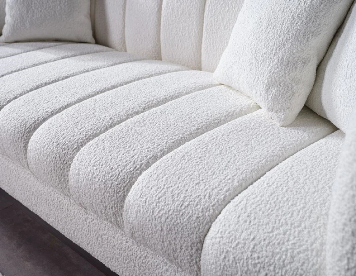 Luxus Sofa Weiß / Schwarz 240 x 90 x H. 80 cm - Wohnzimmer Sofa - Hotel Sofa - Wohnzimmer Möbel - Hotel Möbel - Luxus Möbel - Luxus Einrichtung