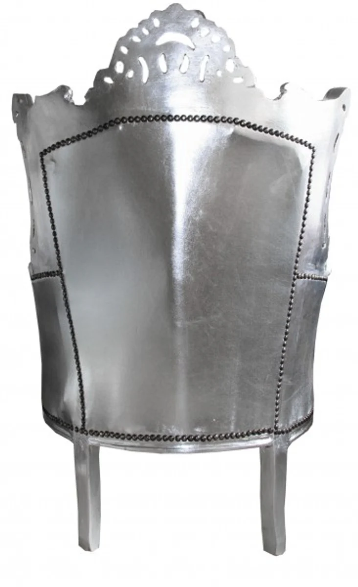 Barock Sessel Al Capone Silber / Silber- Antik Stil