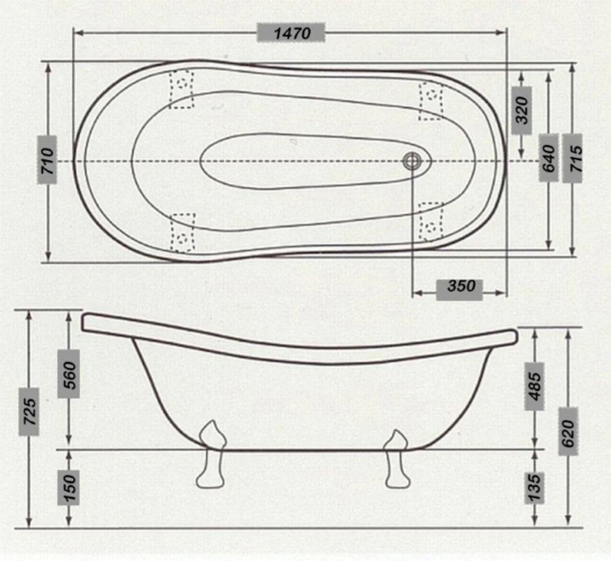 Freistehende Luxus Badewanne Jugendstil Roma Hellblau/Weiß/Chrome 1470mm - Barock Antik Badezimmer