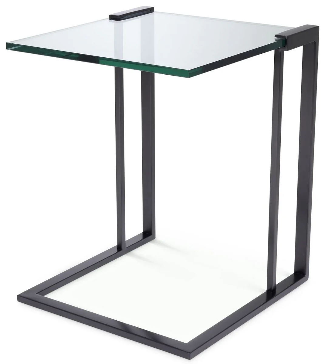 Luxus Beistelltisch Bronzefarben 45 x 45,5 x H. 56,5 cm - Edelstahl Tisch mit Glasplatte - Luxus Wohnzimmer Möbel