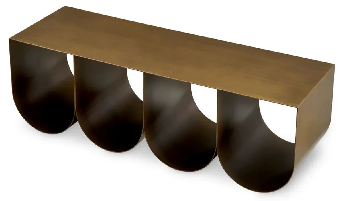 Luxus Couchtisch Messing 120 x 40 x H. 38 cm - Rechteckiger Metall Wohnzimmertisch - Wohnzimmer Möbel - Hotel Möbel - Luxus Metall Möbel