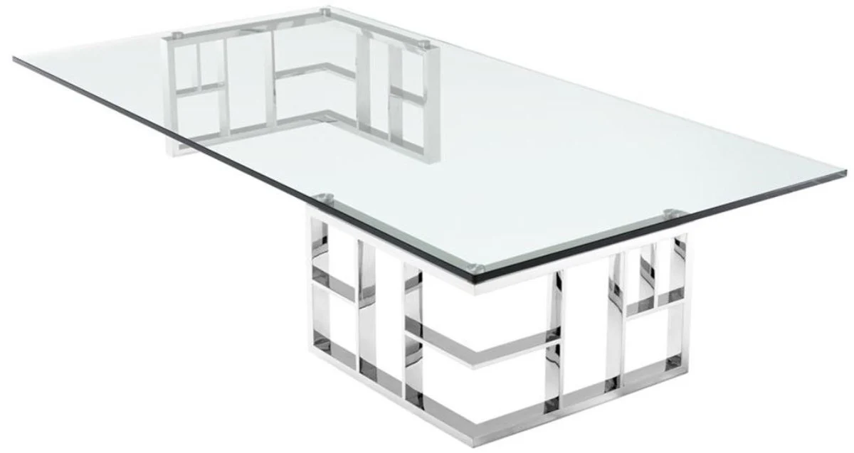 Luxus Couchtisch / Wohnzimmertisch Silber 180 x 90 x H. 32,2 cm - Luxus Kollektion